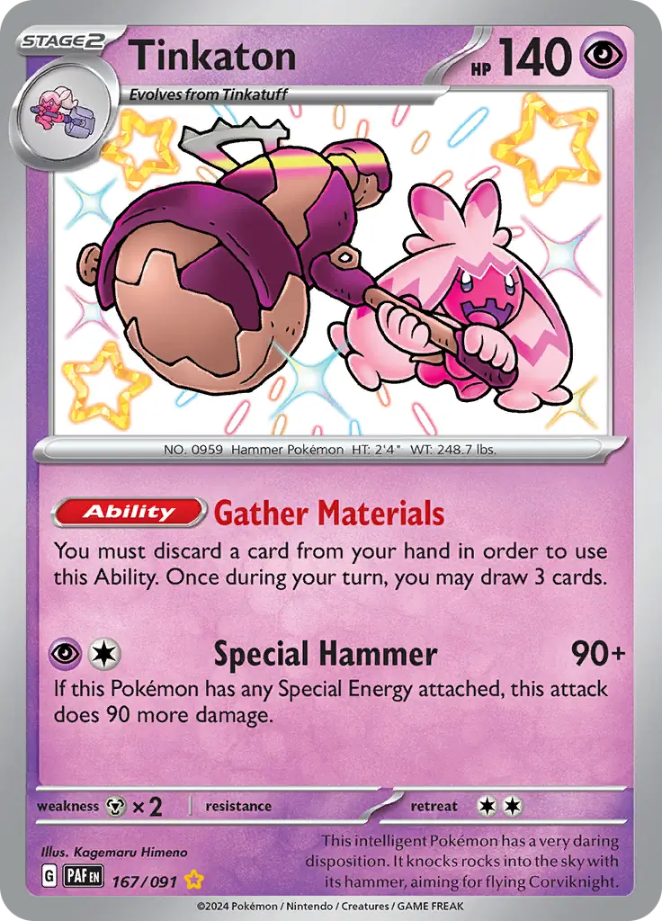 Tinkaton Pokemon card from Paldean Fates