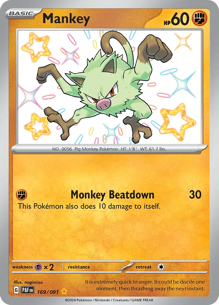 Mankey Pokemon card from Paldean Fates