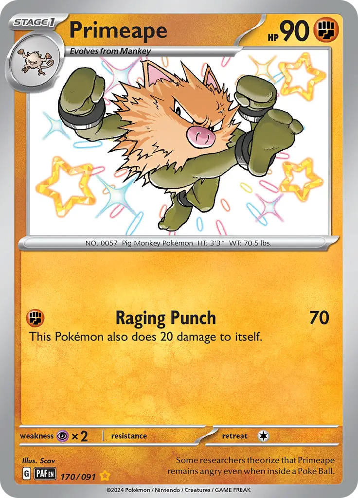 Primeape Pokemon card from Paldean Fates