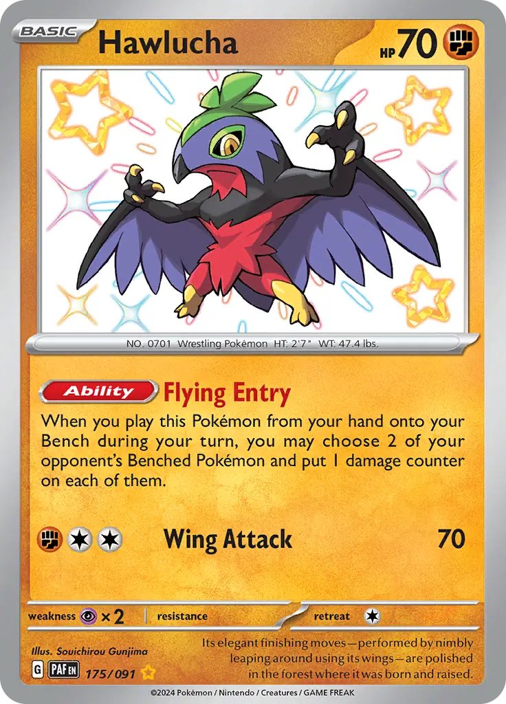 Hawlucha Pokemon card from Paldean Fates