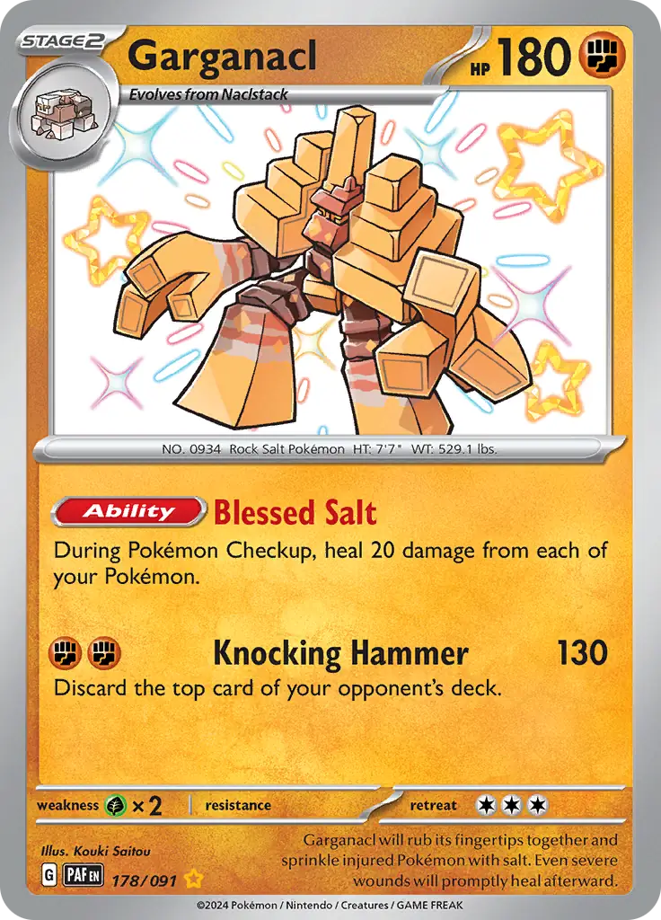 Garganacl Pokemon card from Paldean Fates