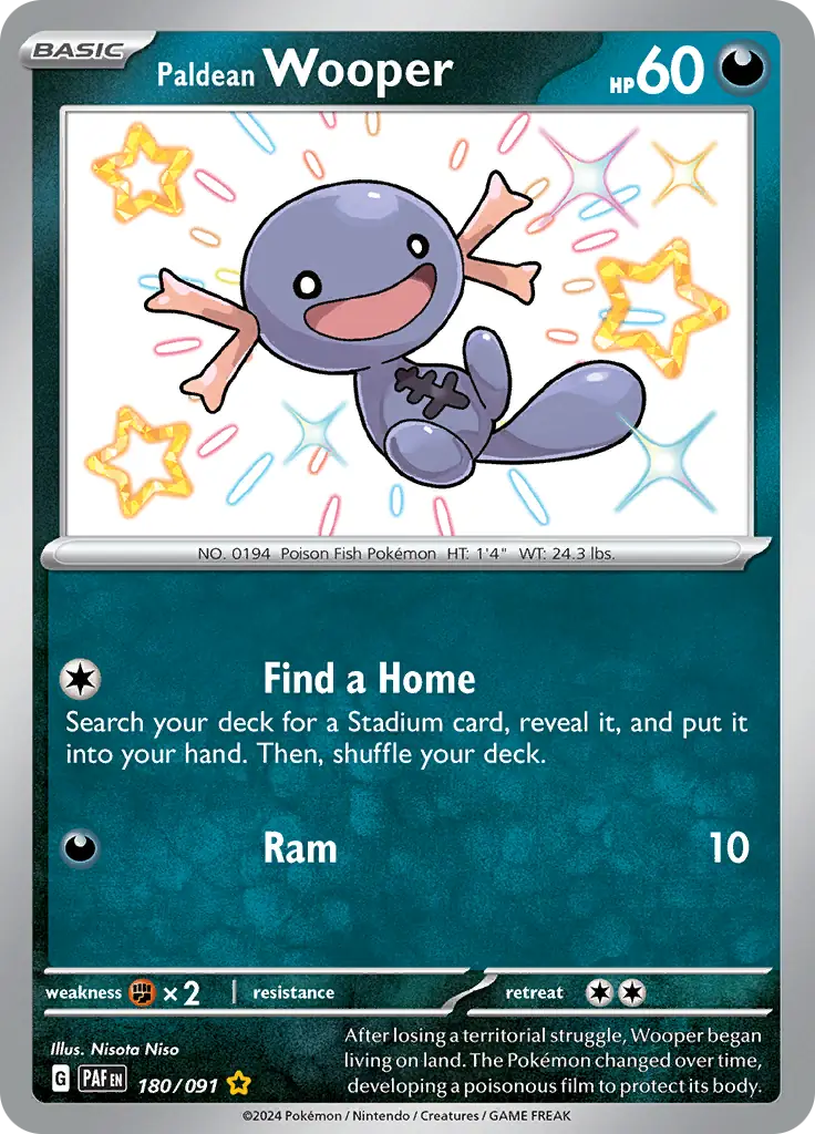 Paldean Wooper Pokemon card from Paldean Fates