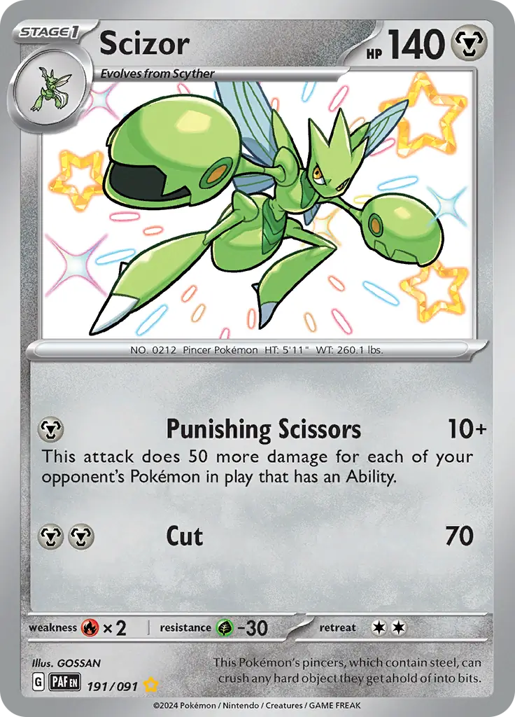 Scizor Pokemon card from Paldean Fates