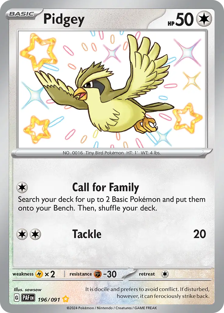 Pidgey Pokemon card from Paldean Fates