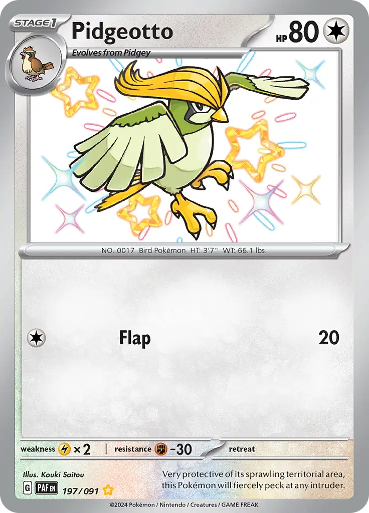 Pidgeotto Pokemon card from Paldean Fates