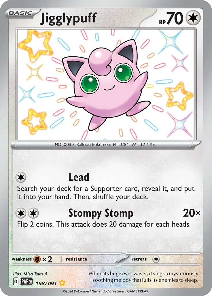 Jigglypuff Pokemon card from Paldean Fates