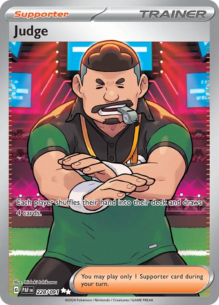 Judge Pokemon card from Paldean Fates