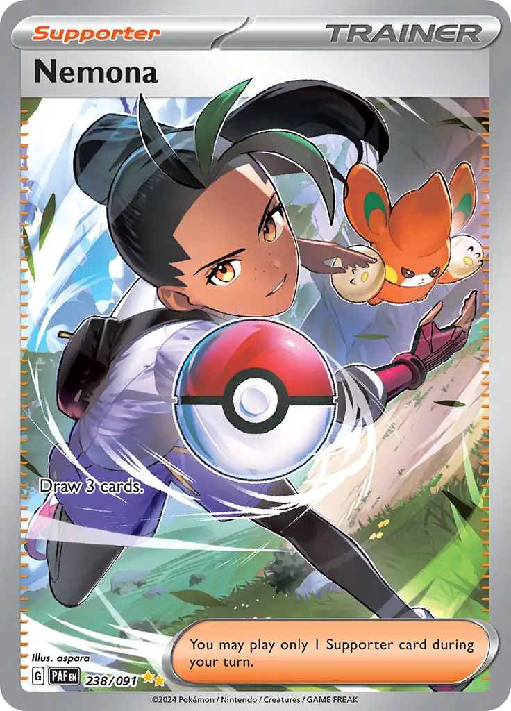 Nemona Pokemon card from Paldean Fates