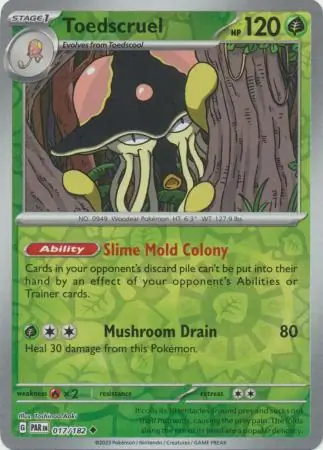 Toedscruel Reverse Holo Pokemon card from Paradox Rift