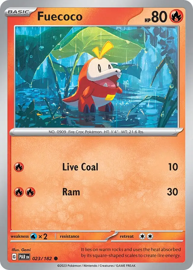 Fuecoco Pokemon card from Paradox Rift