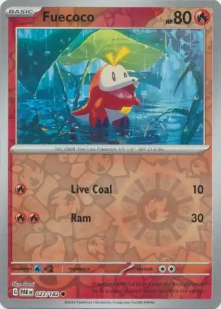 Fuecoco Reverse Holo Pokemon card from Paradox Rift