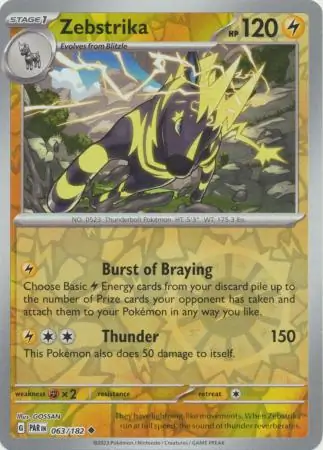 Zebstrika Reverse Holo Pokemon card from Paradox Rift