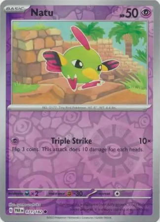 Natu Reverse Holo Pokemon card from Paradox Rift