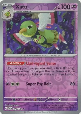 Xatu Reverse Holo Pokemon card from Paradox Rift