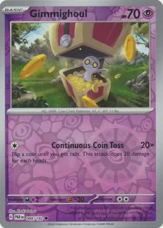Gimmighoul Reverse Holo Pokemon card from Paradox Rift