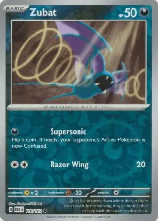 Zubat Reverse Holo Pokemon card from Paradox Rift