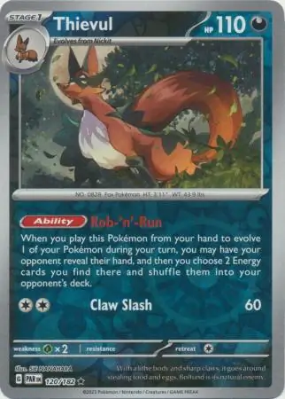Thievul Reverse Holo Pokemon card from Paradox Rift