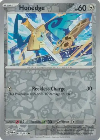 Honedge Reverse Holo Pokemon card from Paradox Rift