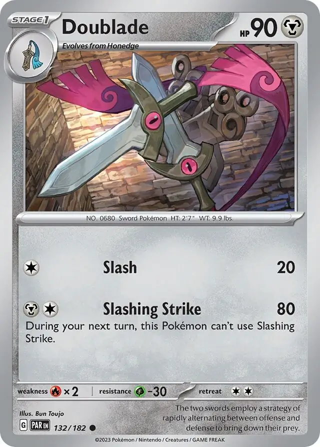 Doublade Pokemon card from Paradox Rift