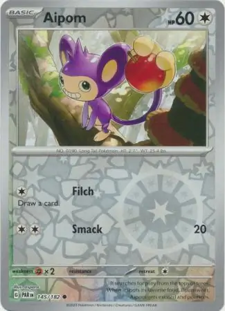 Aipom Reverse Holo Pokemon card from Paradox Rift