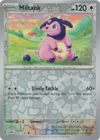 Miltank Reverse Holo Pokemon card from Paradox Rift