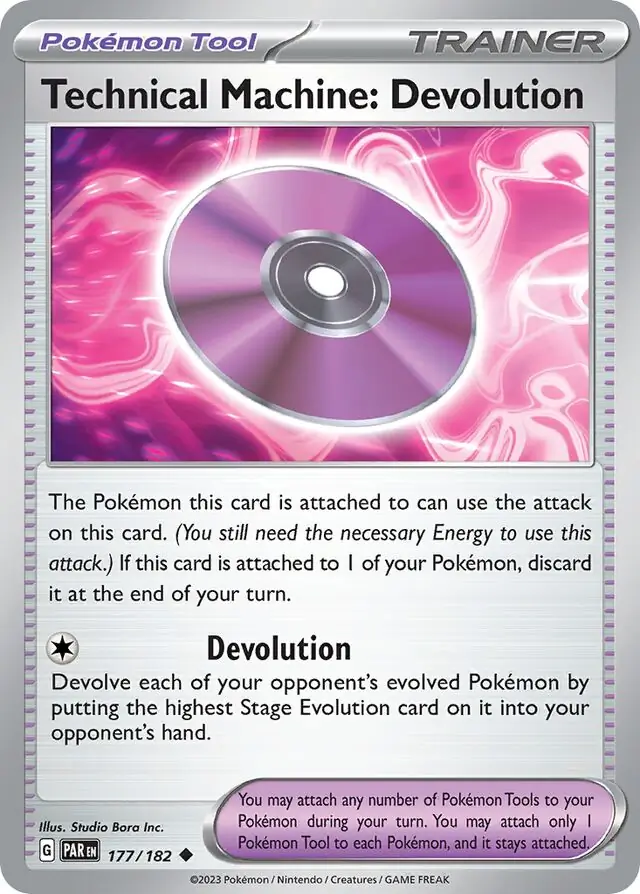 Technical Machine: Devolution Pokemon card from Paradox Rift
