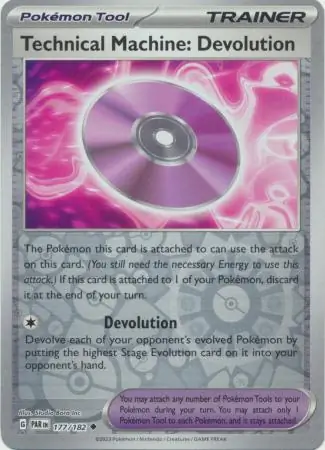 Technical Machine: Devolution Reverse Holo Pokemon card from Paradox Rift