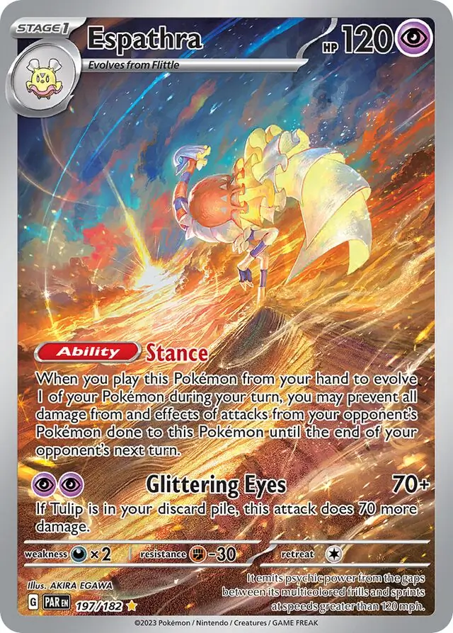 Espathra Pokemon card from Paradox Rift