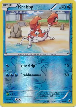 Krabby Reverse Holo Pokemon card from Phantom Forces
