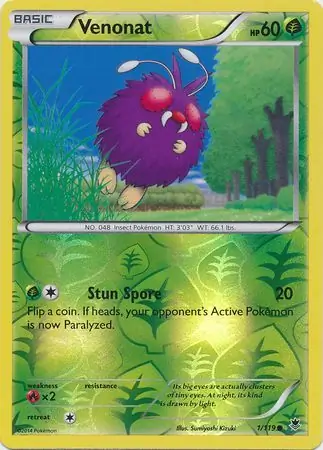 Venonat Reverse Holo Pokemon card from Phantom Forces