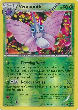 Venomoth Reverse Holo Pokemon card from Phantom Forces