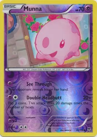 Munna Reverse Holo Pokemon card from Phantom Forces