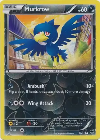 Murkrow Reverse Holo Pokemon card from Phantom Forces