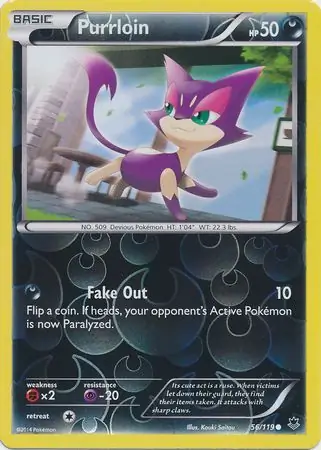 Purrloin Reverse Holo Pokemon card from Phantom Forces