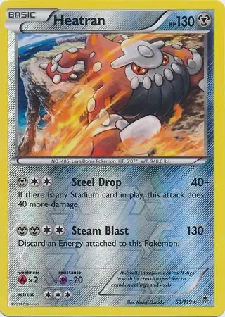 Heatran Reverse Holo Pokemon card from Phantom Forces