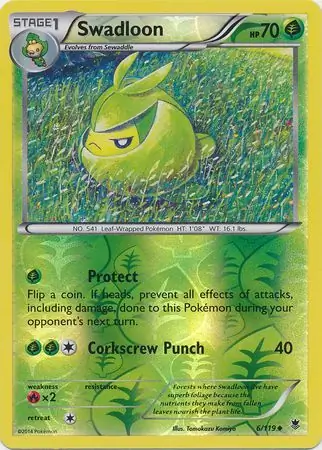 Swadloon Reverse Holo Pokemon card from Phantom Forces