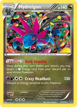 Hydreigon Pokemon card from Phantom Forces