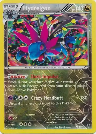 Hydreigon Reverse Holo Pokemon card from Phantom Forces