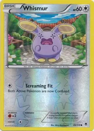 Whismur Reverse Holo Pokemon card from Phantom Forces