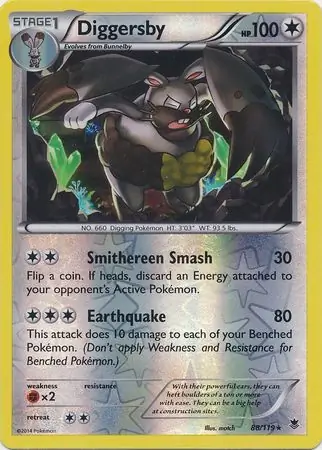 Diggersby Reverse Holo Pokemon card from Phantom Forces