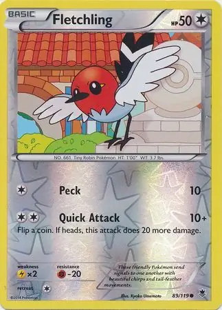 Fletchling Reverse Holo Pokemon card from Phantom Forces