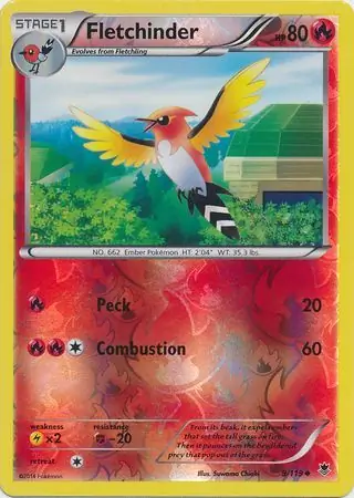 Fletchinder Reverse Holo Pokemon card from Phantom Forces