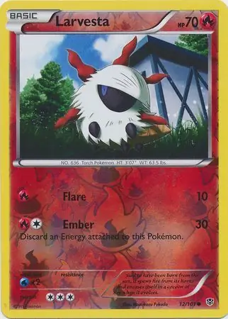 Larvesta Reverse Holo Pokemon card from Plasma Blast