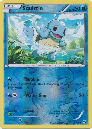 Squirtle Reverse Holo Pokemon card from Plasma Blast