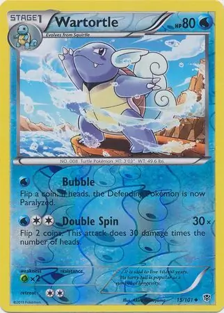 Wartortle Reverse Holo Pokemon card from Plasma Blast