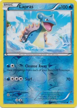 Lapras Reverse Holo Pokemon card from Plasma Blast