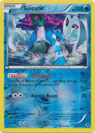 Suicune Reverse Holo Pokemon card from Plasma Blast