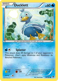 Ducklett Pokemon card from Plasma Blast