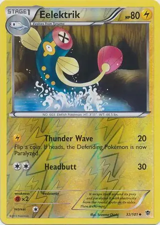 Eelektrik Reverse Holo Pokemon card from Plasma Blast