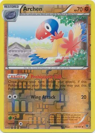 Archen Reverse Holo Pokemon card from Plasma Blast